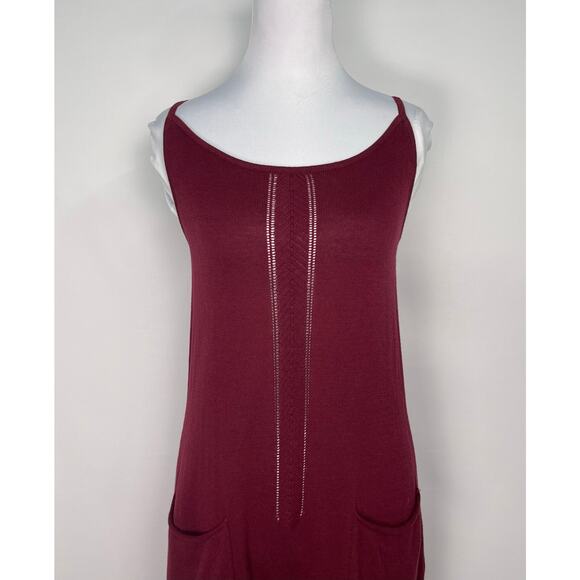 Anthropologie Maroon Knit Jumpsuit Size Medium Sleek & Casual - Picture 2 of 8